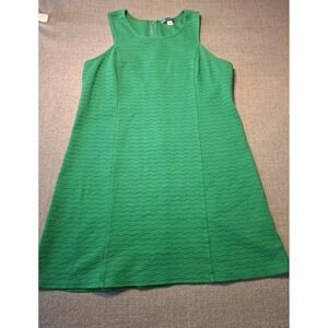 Pim Larkin Green Wavy Pattern Sleeveless Scoop Neck Mini  Dress Sz Large